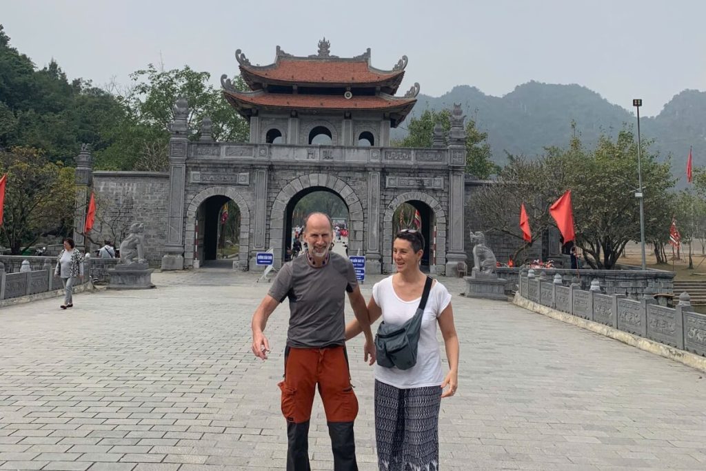 A couple visit Bai Dinh Ninh Binh Vietnam Tours from Hanoi 5 days