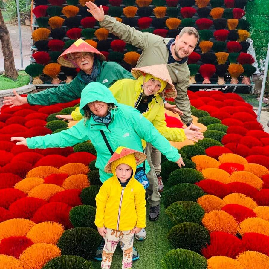 A family visit quang phu cau incense stick-making village in hanoi countryside village tour