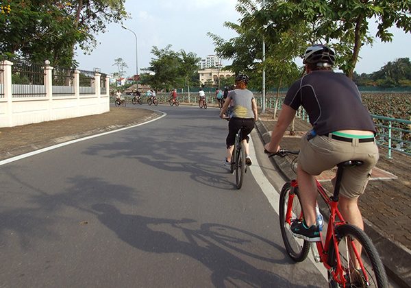 Cycling around West Lake Hanoi tour