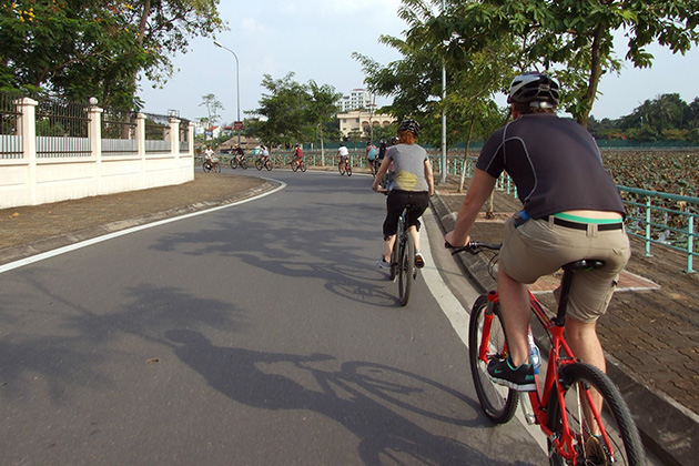 Cycling around West Lake Hanoi tour