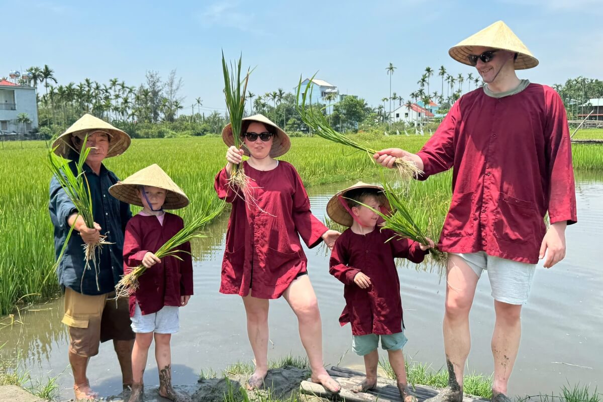 Experience farming activities with kids in vietnam