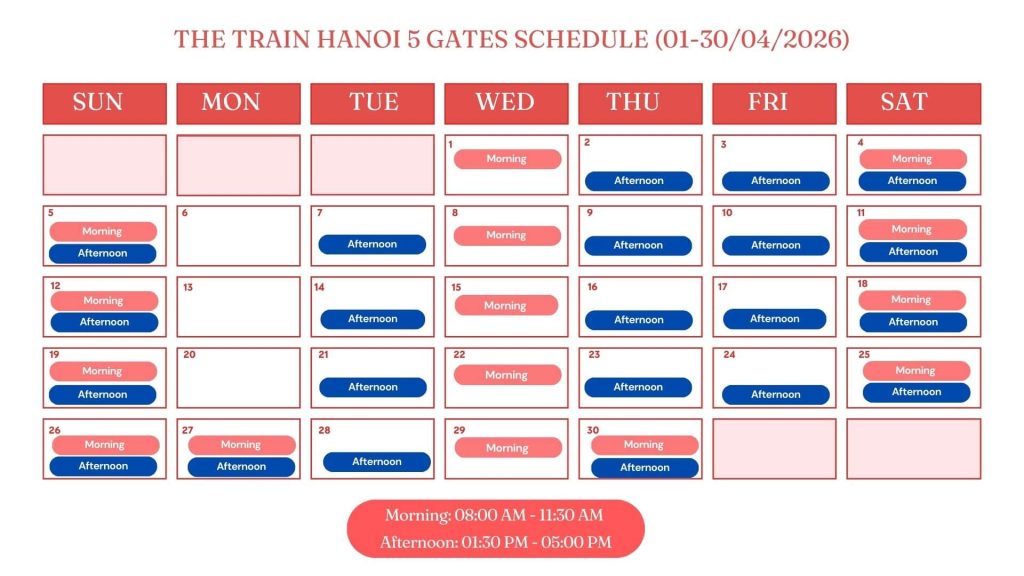 Hanoi Heritage Train Hanoi 5 Gates Train Schedule in 2026 April