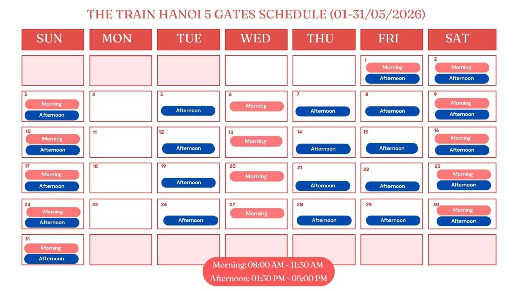 Hanoi Heritage Train Hanoi 5 Gates Train Schedule in 2026 May