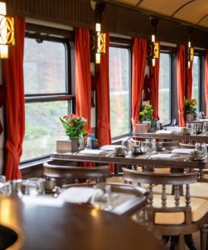 Lunch is served while the train glides through the peaceful countryside of Northern Vietnam