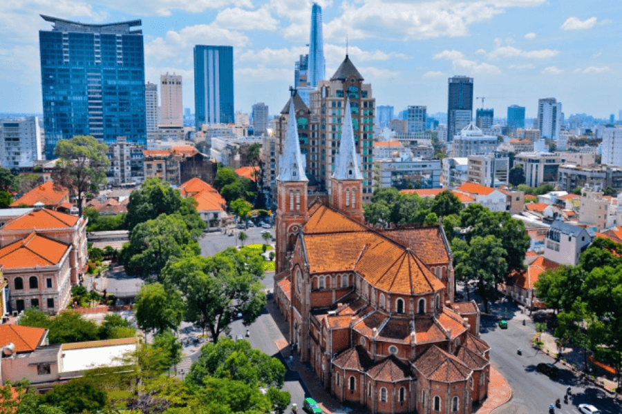 Notre-Dame Cathedral in Sai Gon (Ho Chi Minh City) is included in Hanoi Vietnam vacation packages
