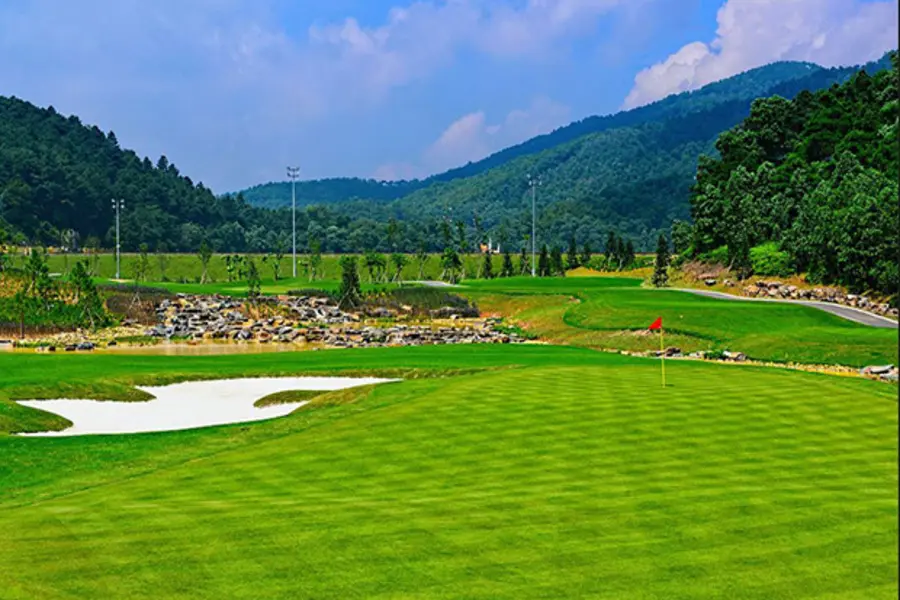 Putting green and sand bunker at BRG Legend Hill Golf Resort near Hanoi