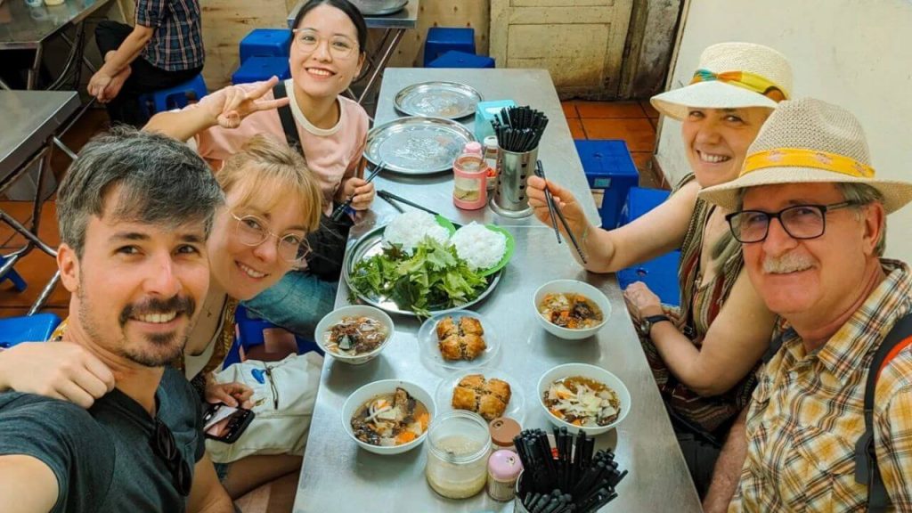 Trying Bun Cha in 3-day tours from hanoi