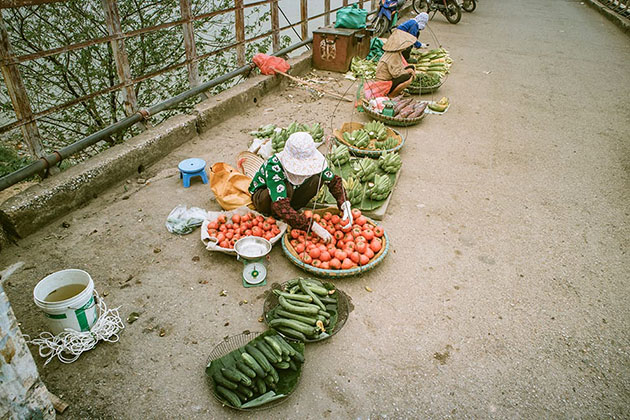 Market on Long Bien Bridge Hanoi tour packages