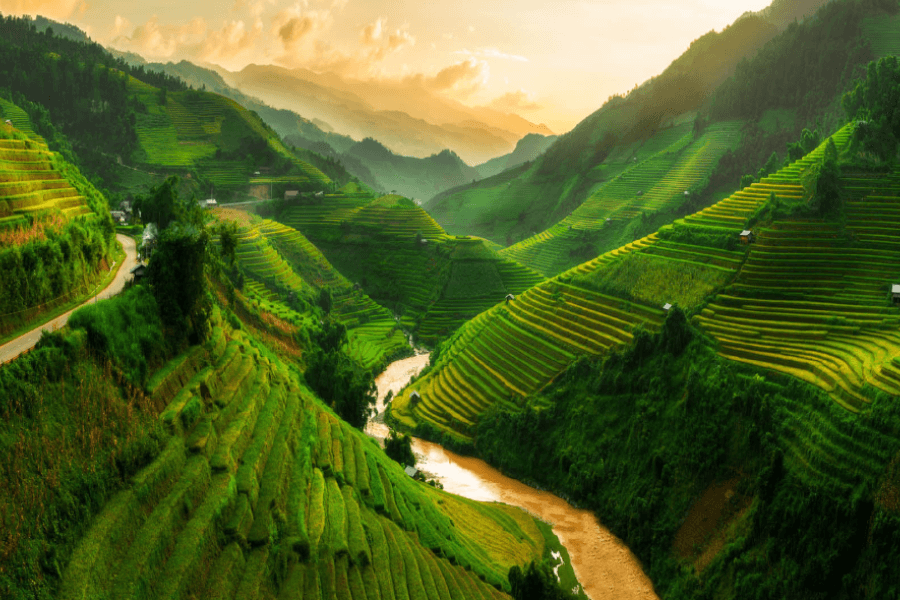 View Sapa valley from above tours in north Vietnam