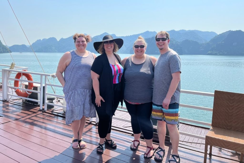 a family have a great time in Halong Bay Day Tour operated by Hanoi Local Tour