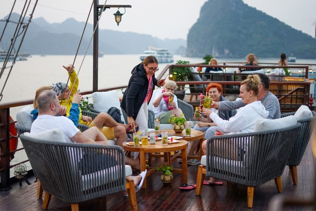 enjoy afternoon tea on halong bay cruise
