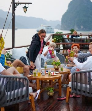 enjoy afternoon tea on halong bay cruise