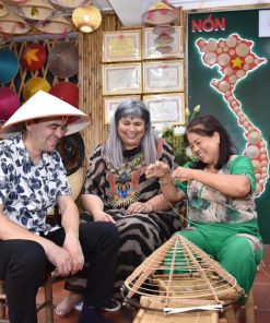 experience making conical hat in chuong village hanoi tours