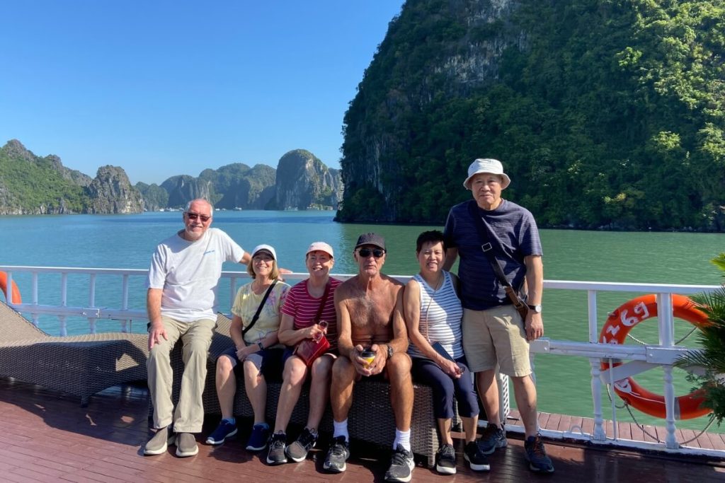 happy customers in Hanoi Ban Gioc Waterfall Halong Bay Tour 7 Days
