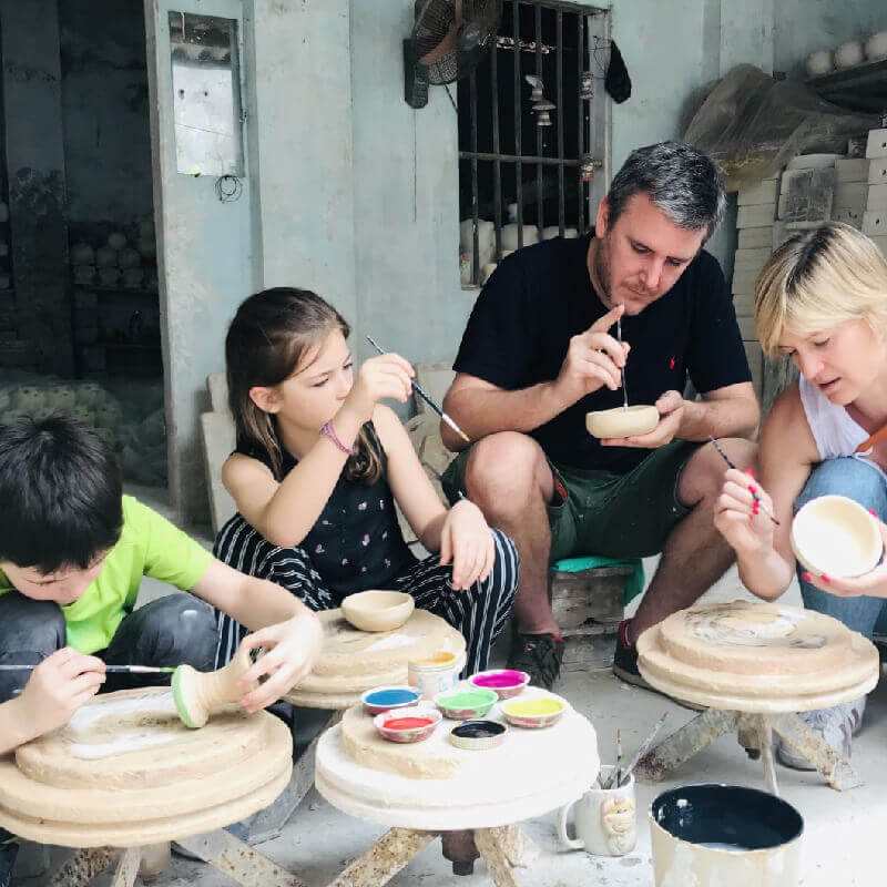 making pottery in Bat Trang Village - Hanoi Tours