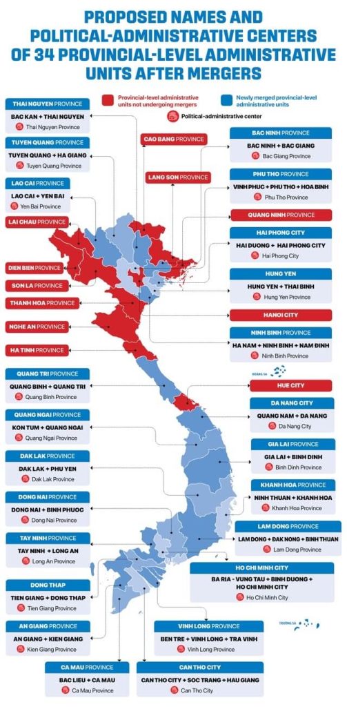 New Map of Vietnam Provincial Merger 