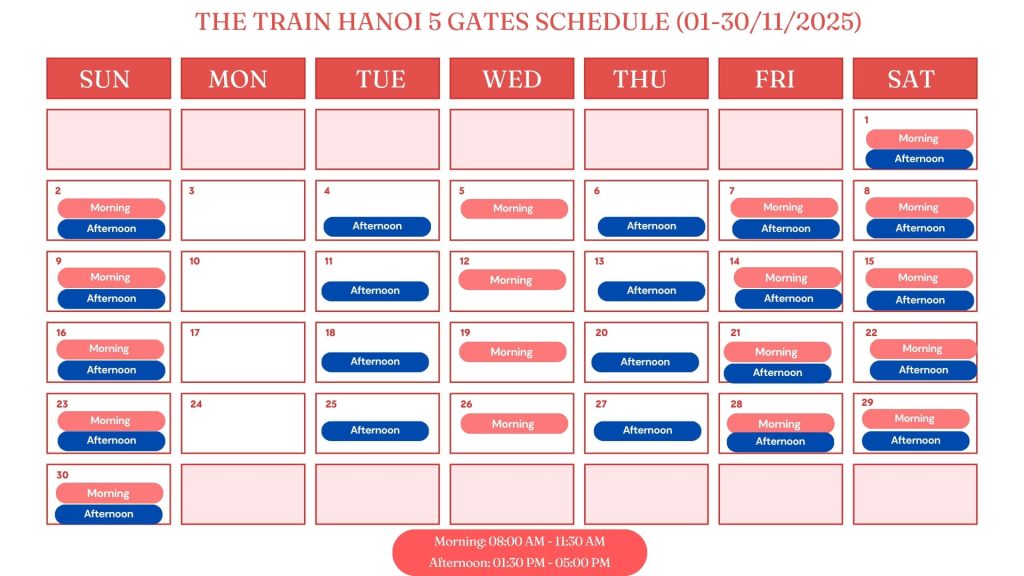 the train hanoi 5 gates schedule november