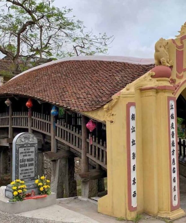 tile-roofed bridge of Luong Pagoda in Nam Dinh Tours From Hanoi