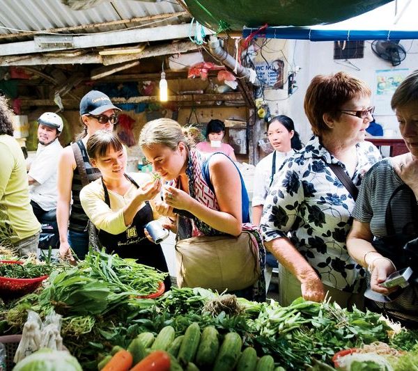 visit a market in tours from hanoi